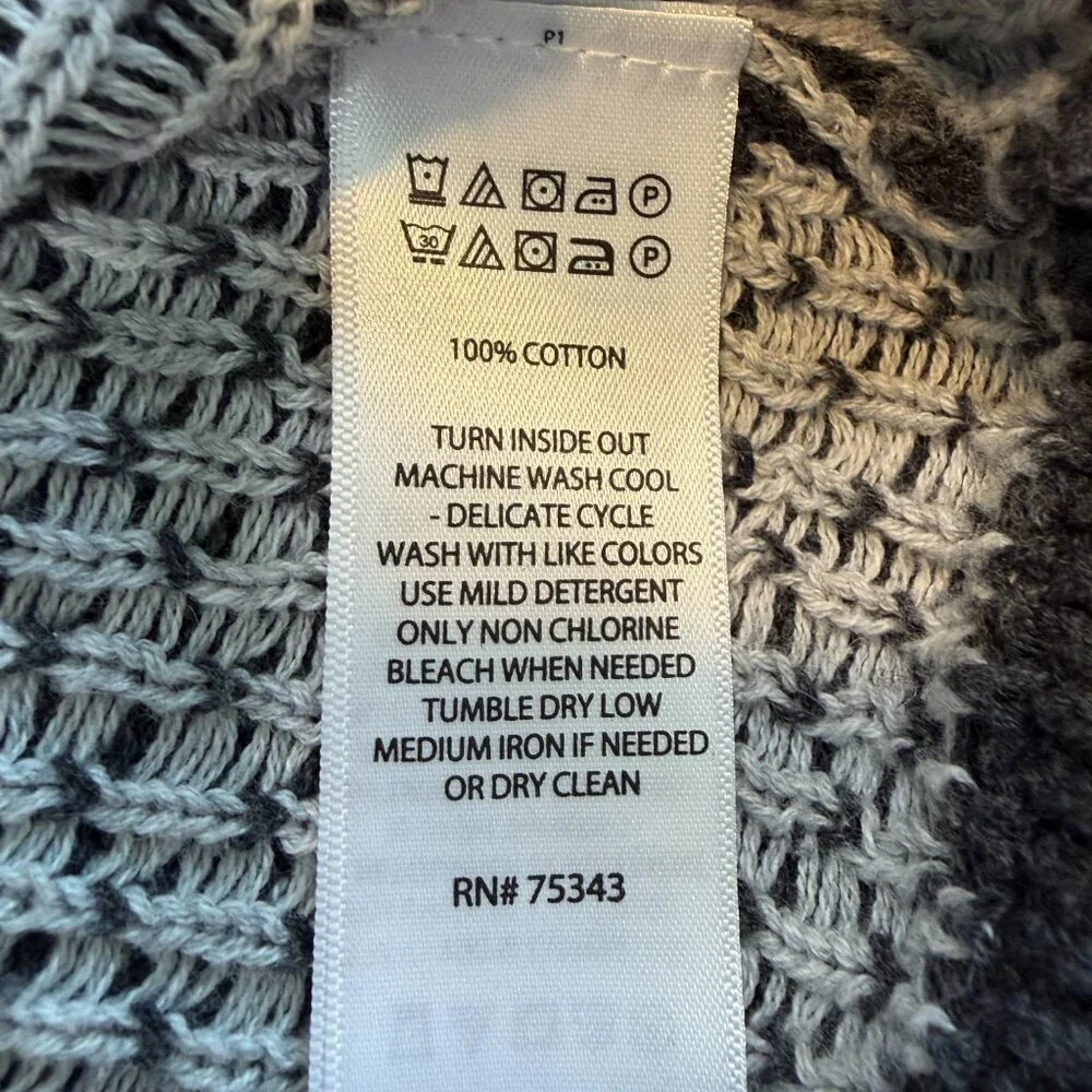 ASPEN Grey Nordic Snowflake 1/4 Zip Cotton Sweater Medium